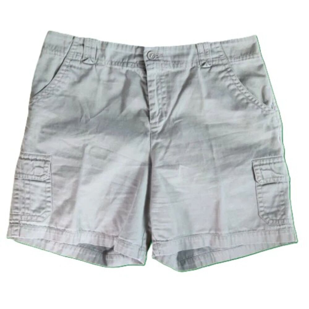 Caribbean Joe Women’s Cargo Shorts Size 12 Gray Khaki Cotton Utility Shorts